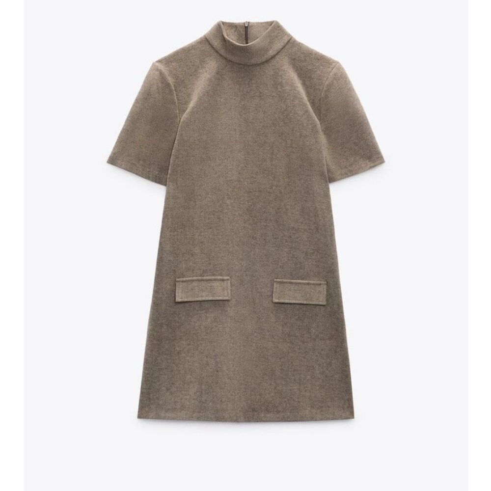 Zara MOCK NECK short sleeves dress